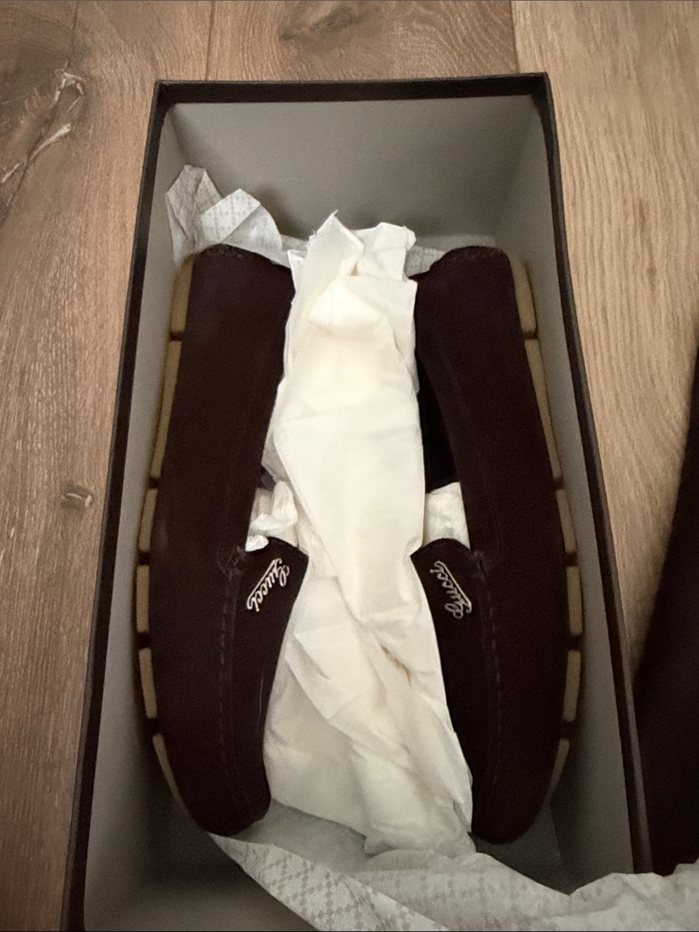 Gucci Brown Suede Driving Loafers